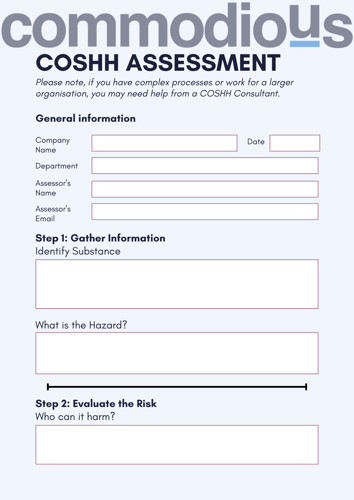 Free COSHH Assessment form