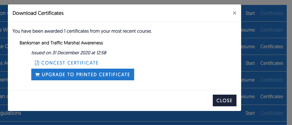 Certificate Upgrade