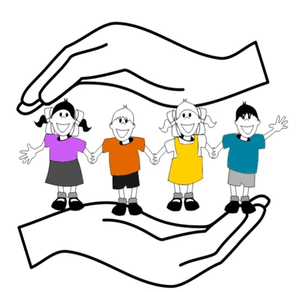 a group of children surrounded by caring hands a group of children surrounded by caring hands