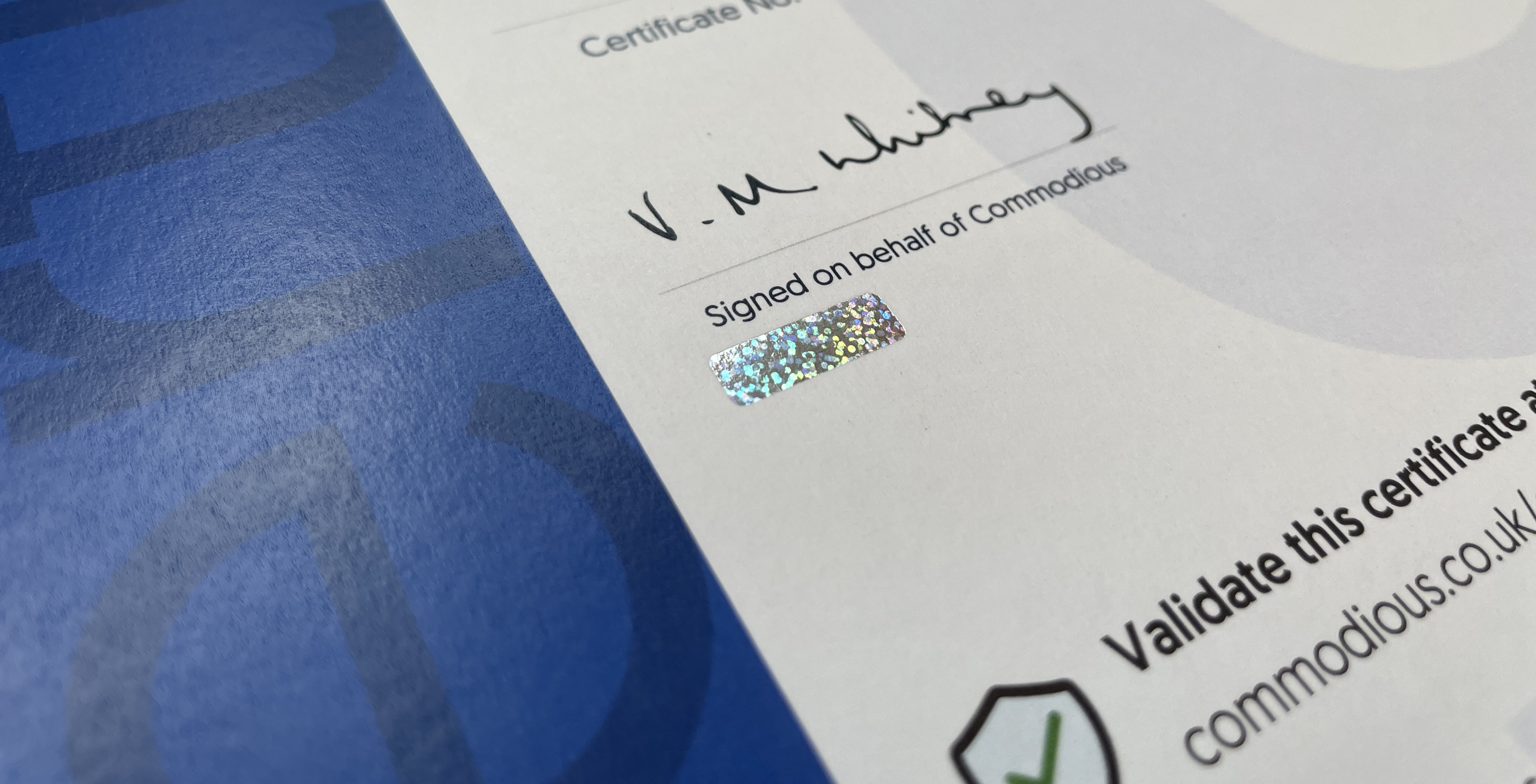 Commodious certificate foil detail Commodious certificate foil detail