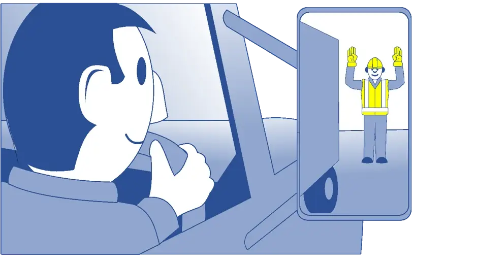 Reversing lorry and banksman Reversing lorry and banksman